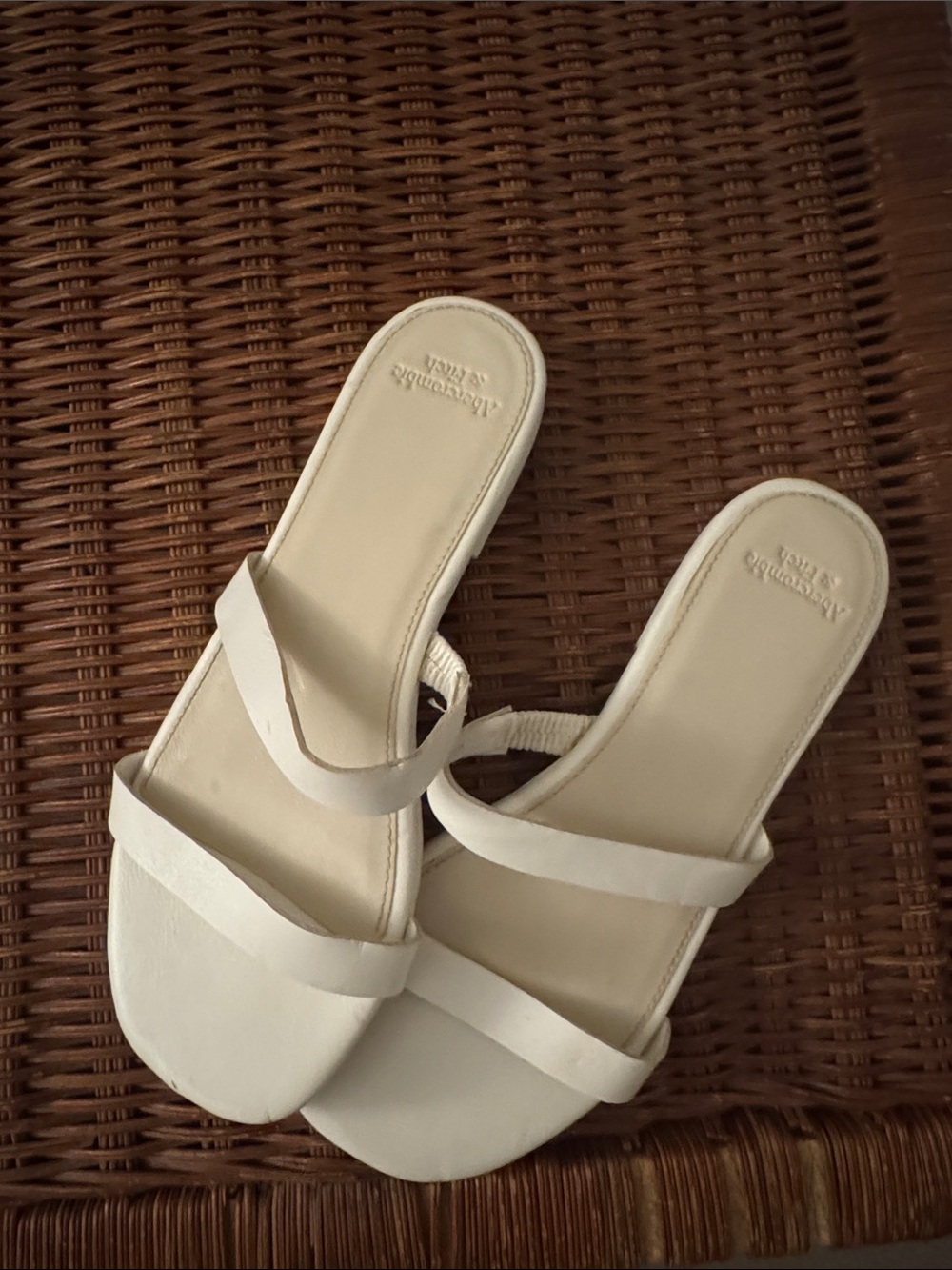 Abercrombie & Fitch White Double-Strap Slide Sandals - Women